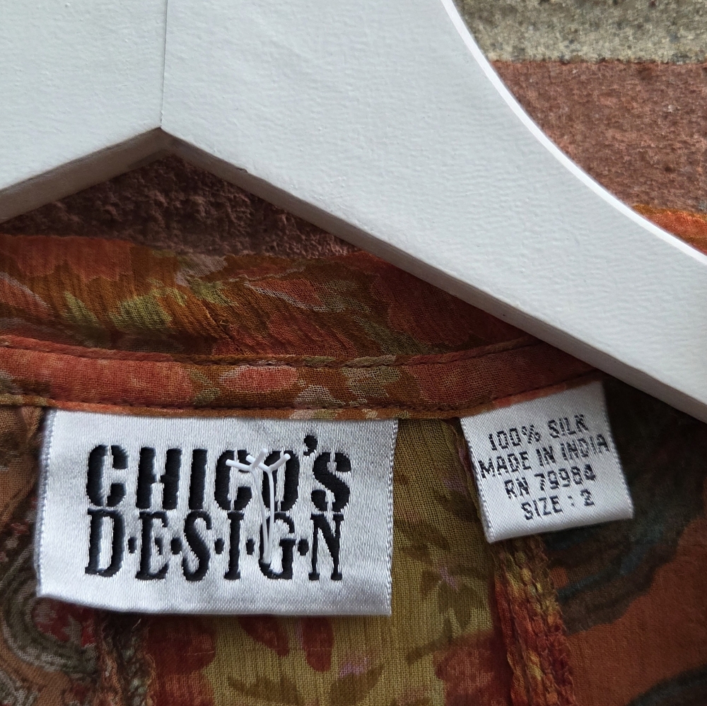 Chico's Silk Patchwork Multicolor Boho Hippie Han… - image 7